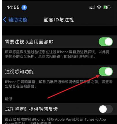 海林苹果14维修网点分享iPhone14注视感知功能有什么用 